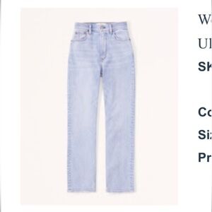 Abercrombie A&F Light Jeans Ankle Straight Ultra High Rise 27 short